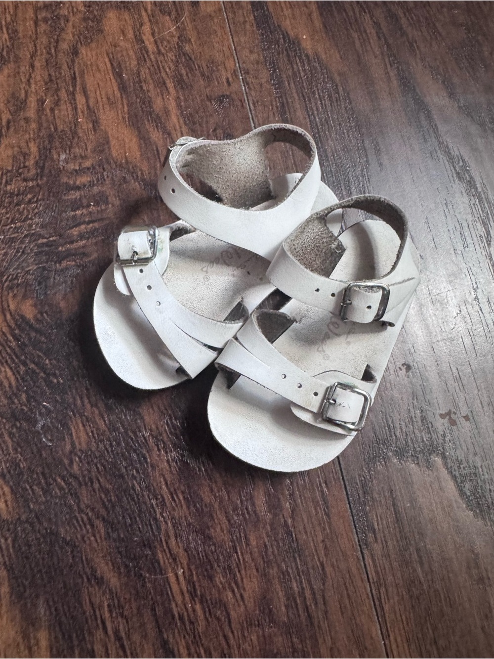 Sea Wees Salt Water Sandals White Leather Toddler Buckle Sandals